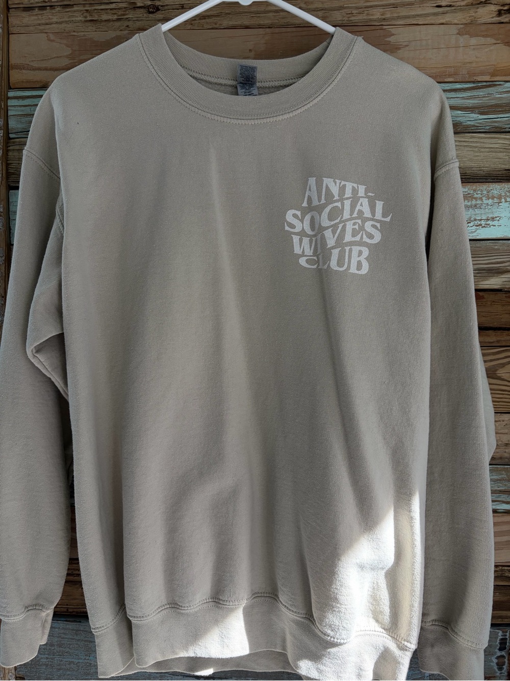 Anti-Social Wives Club Crewneck Sweatshirt Beige Size Medium
